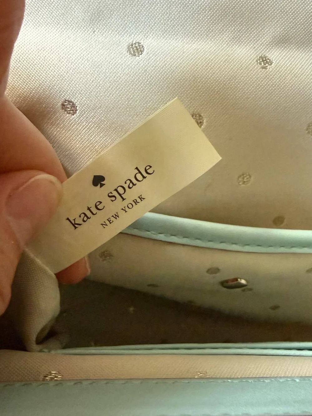 Rare Unique Kate Spade Luna duck egg blue leather shoulder bag